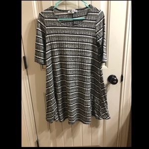 Stripped mid sleeve dress
